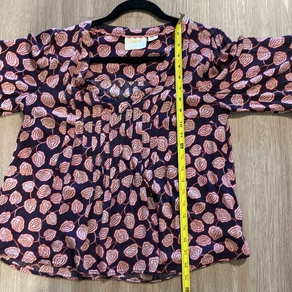 Anthropologie Maeve Women Tunic Top Small Cathy Purple Floral Cottagecore Boho - Picture 16 of 17